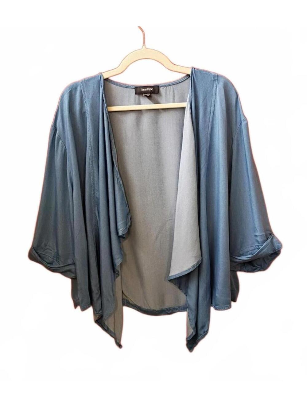 Karen Kane Blue Open Front Cardigan Jacket Plus Size 1X